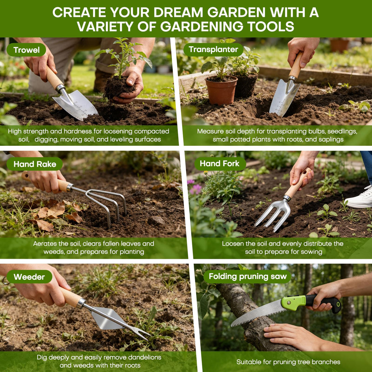 ciemon garden hand fork with ergonomic handle for weeding and loosening soil