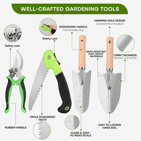 ciemon stainless steel shovel demonstrates durable digging for beds and planters