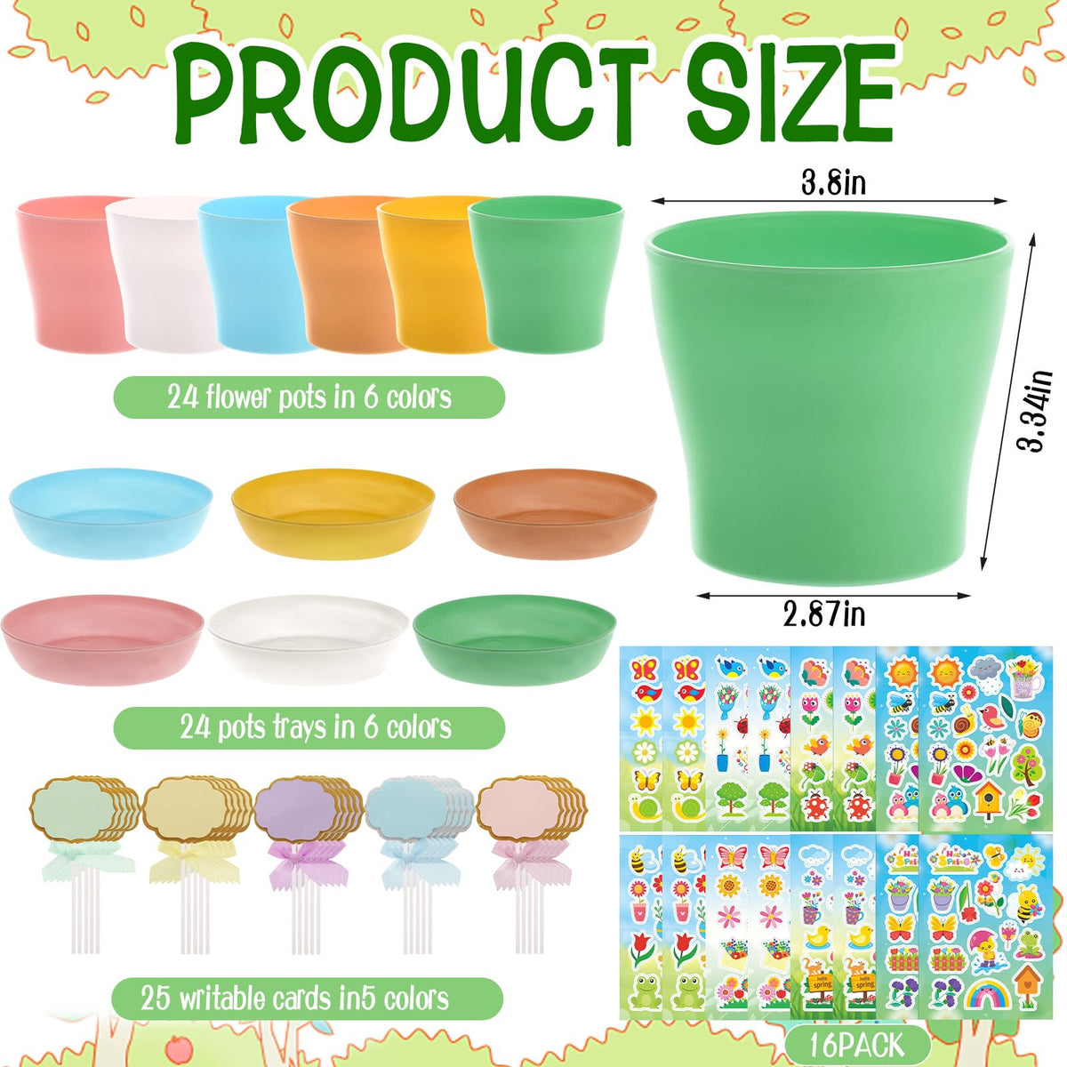 CIEOVO garden pot kit with 24 colorful pots for DIY planting