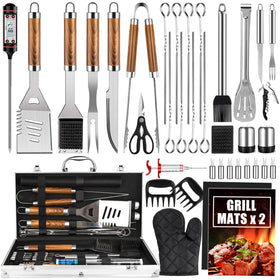Cifaisi 38-piece grill tools in case with long handles for safe grilling