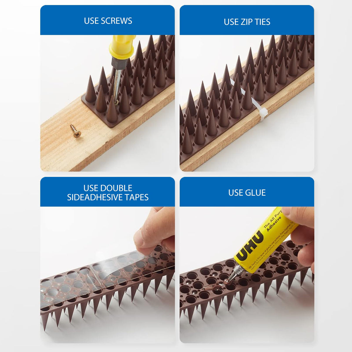 CIIC Bird Spikes on shed eaves offer durable, weather-resistant protection.