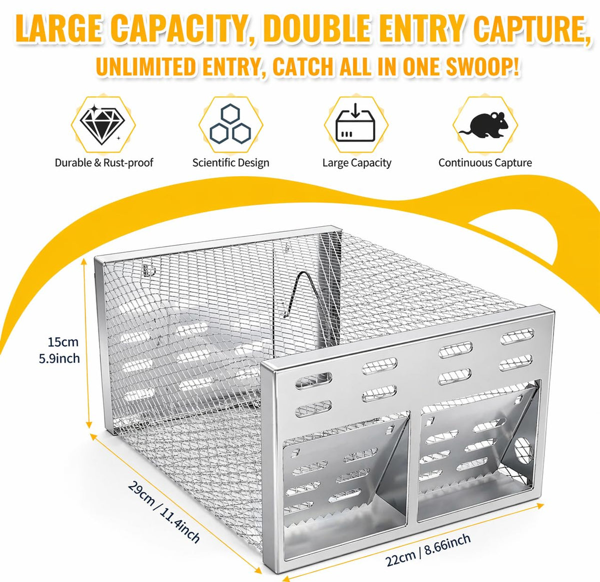 Cijoaui trap interior displays ample space for multiple small animals.