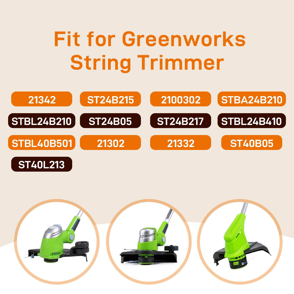 Cilivo spool cap cover compatible with Greenworks 24V and 40V trimmers.