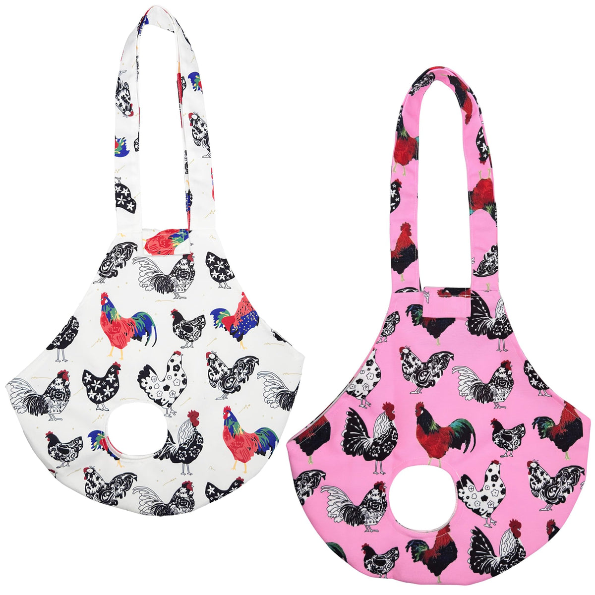 Cilkus chicken holder bag two-pack in white and pink for secure transport.