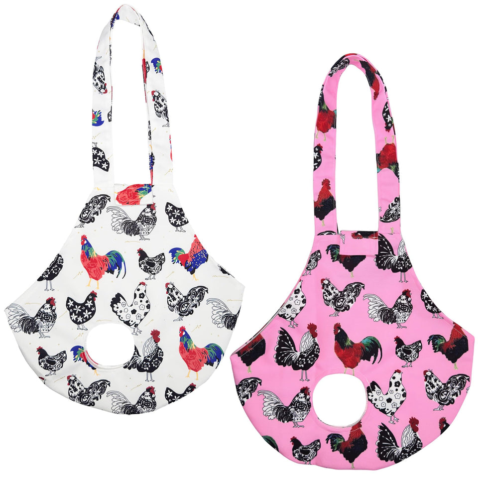 Cilkus chicken holder bag two-pack in white and pink for secure transport.