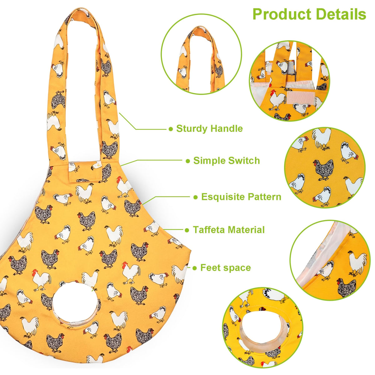 Cilkus chicken sling with handle aids easy catching and lifting.