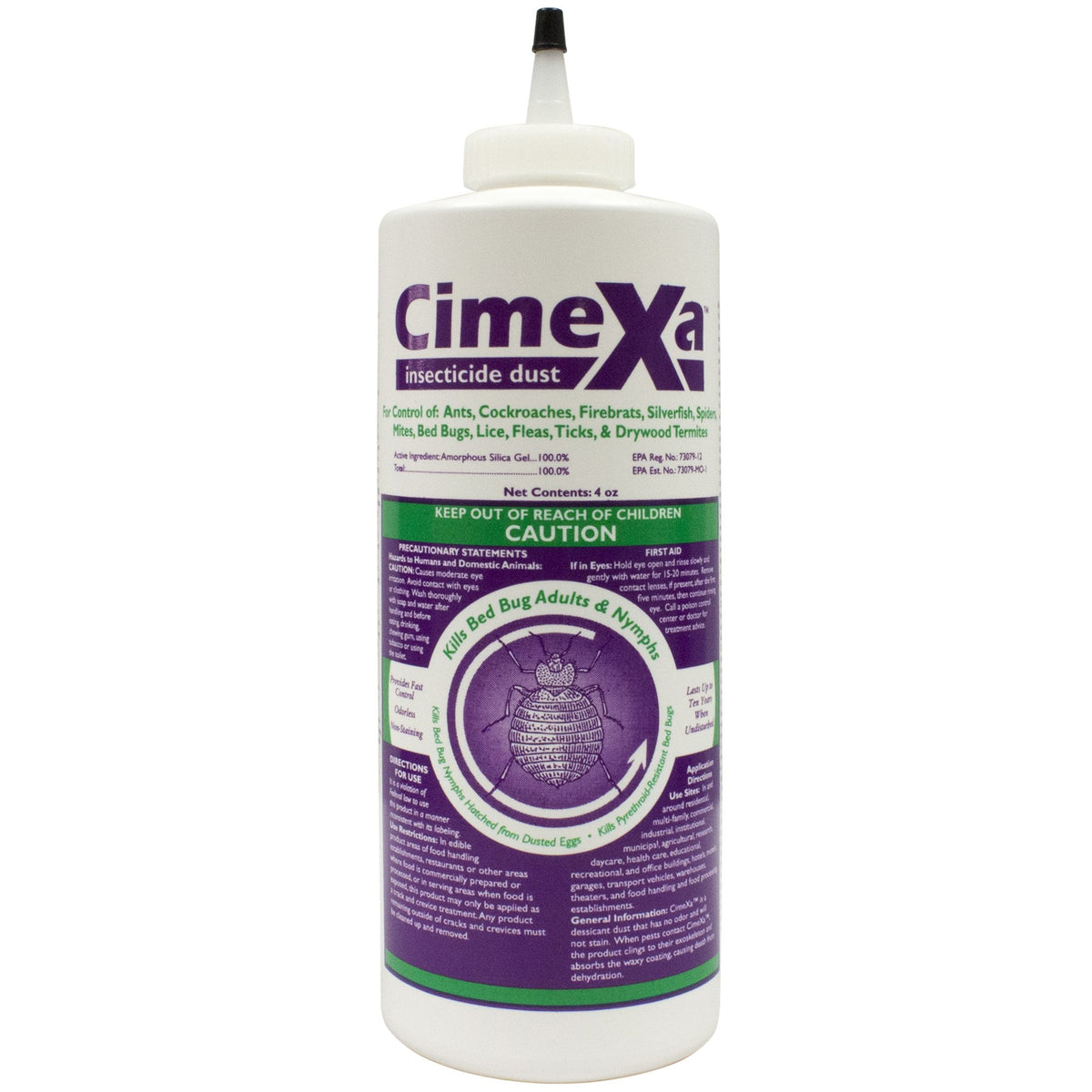 CimeXa Rockwell insecticide dust bottle pour for effective bed bug and flea control.