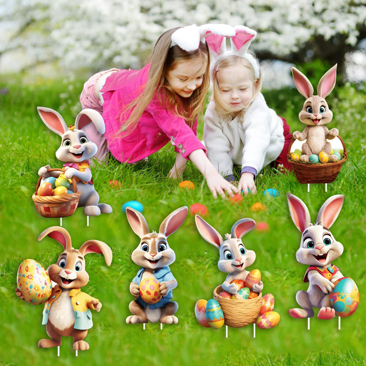 CiniQy 3D embossed bunny yard sign adds depth to outdoor decor