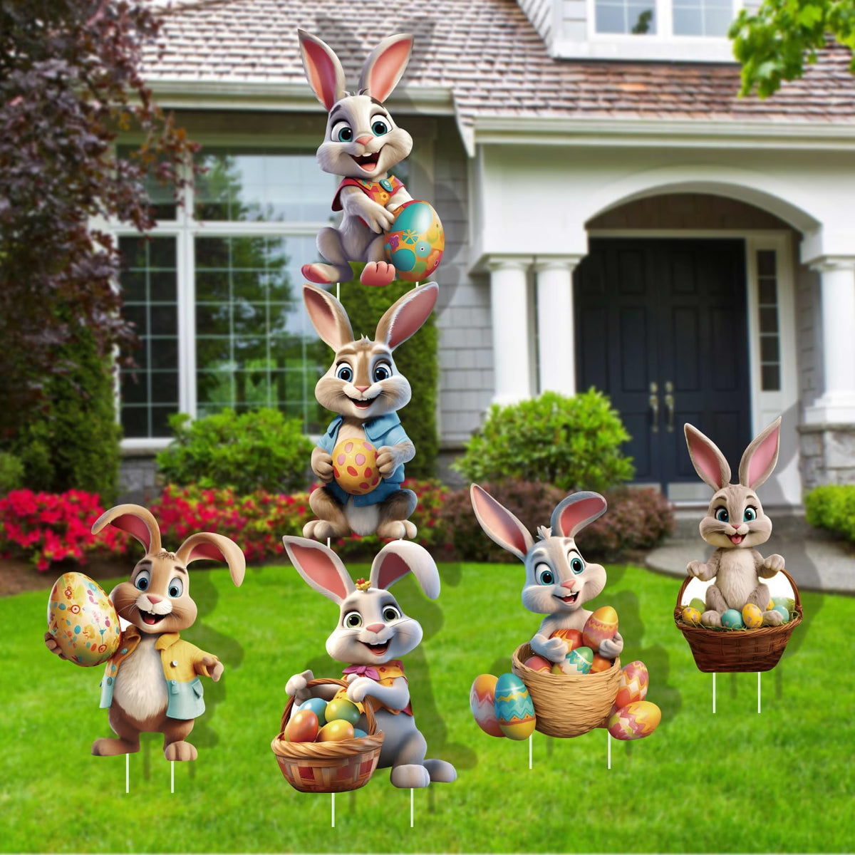 CiniQy bunny sign with egg hunt motif brightens the lawn for Easter festivities