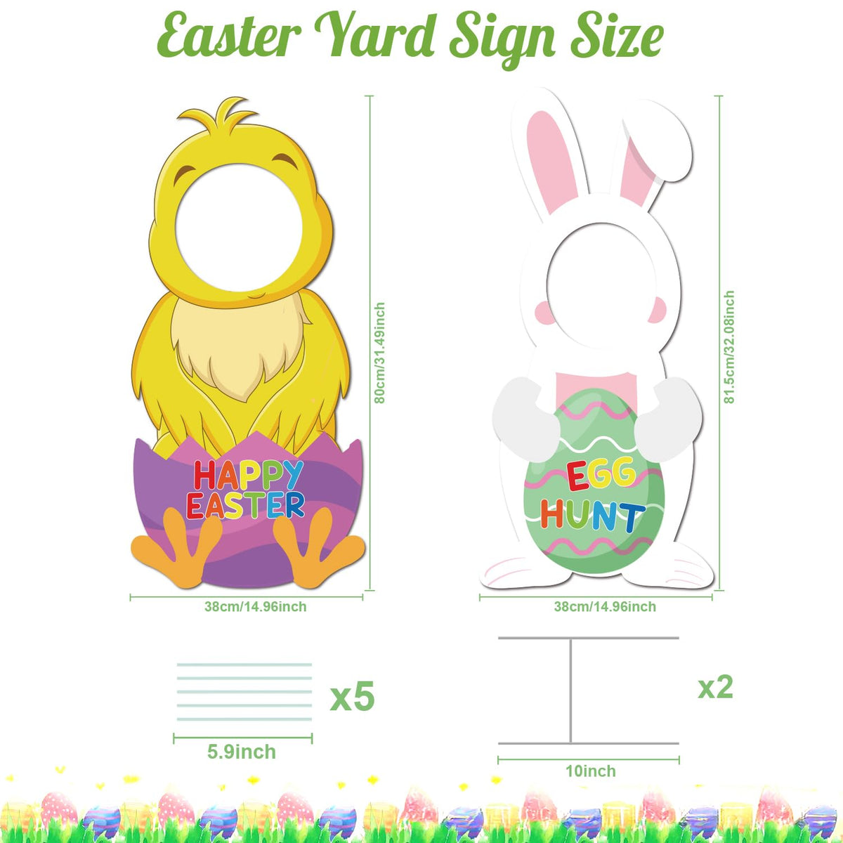 CiniQy Easter egg-hunt sign enhances markers and photo spots outdoors.