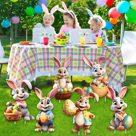 CiniQy bunny yard sign with two stakes for easy installation