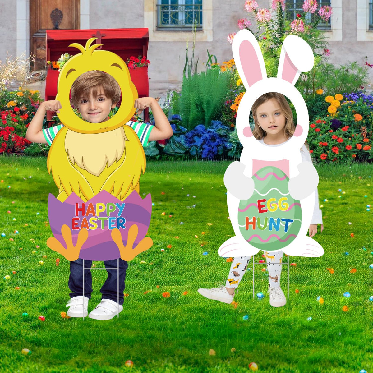 CiniQy large 32-inch signs create a bold Easter focal point.