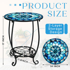Cinnvoice outdoor round table two-tier design adds convenient storage