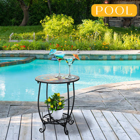 Cinnvoice multi-use patio table for drinks, plants, or snacks.
