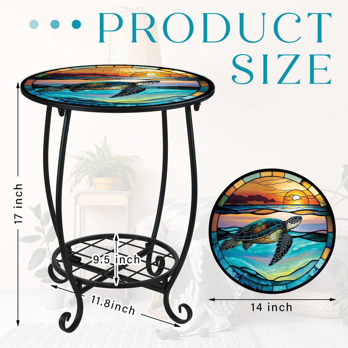 Cinnvoice round side table two-layer design maximizes small-space display.