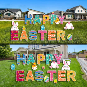 CiniQy front yard Easter display creates inviting curb appeal.
