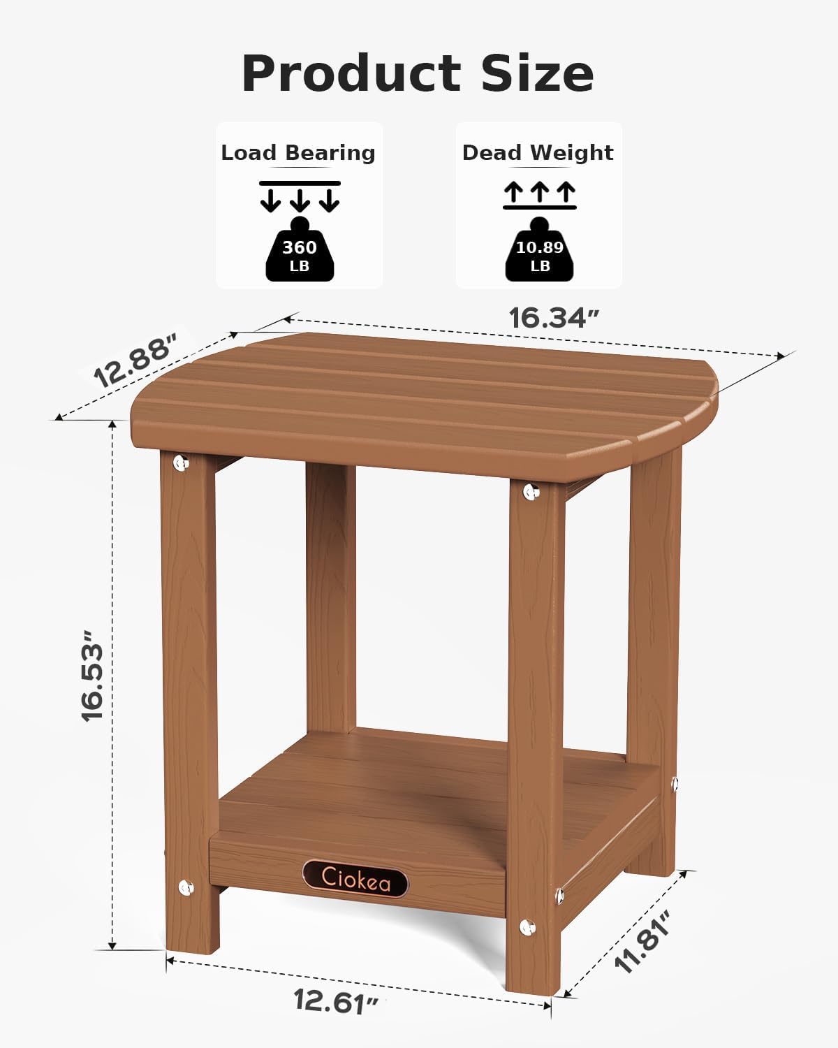 Ciokea Adirondack side table in assembly-ready state with screws.