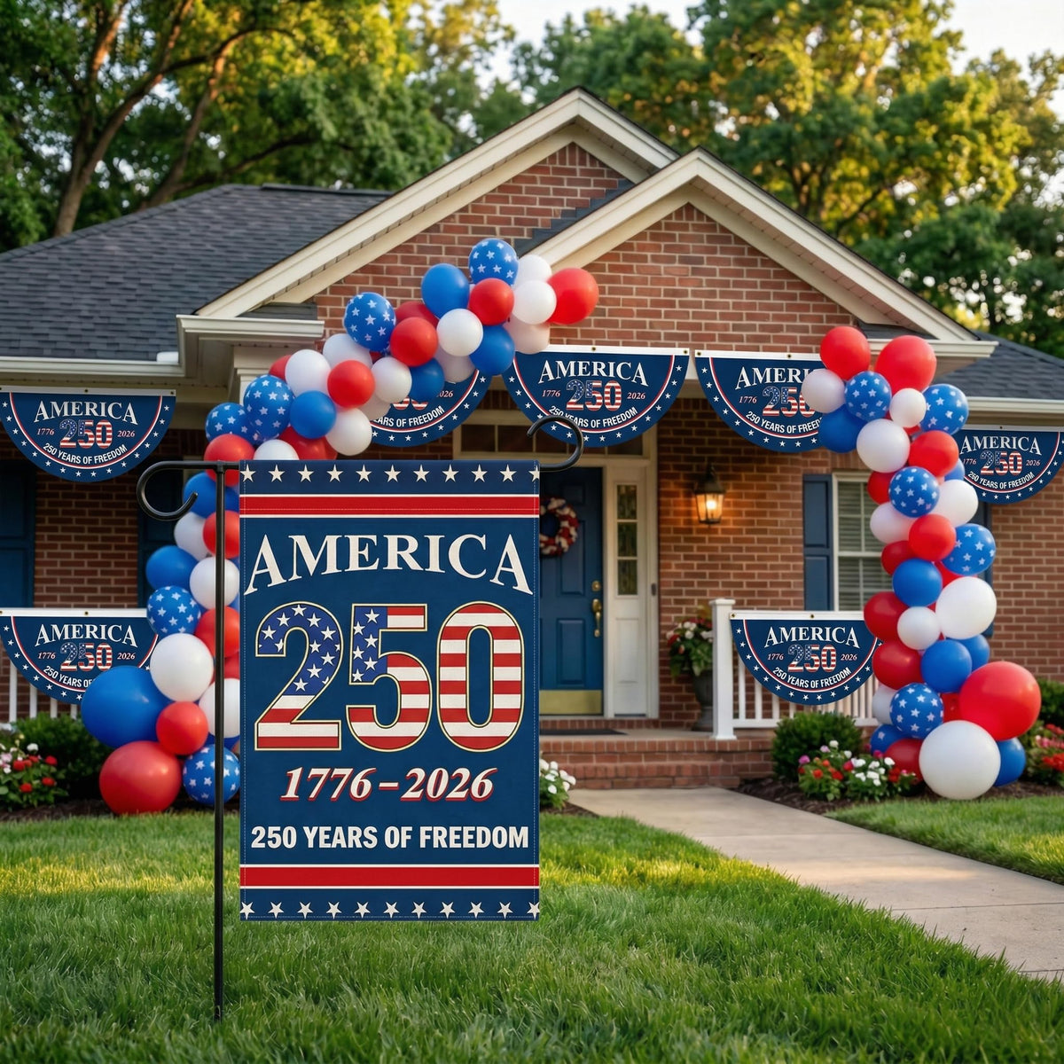 CIRCKOPS flag on a front porch display for festive decor.