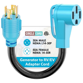 CircleCord 4-prong adapter plug for RV and generator use.