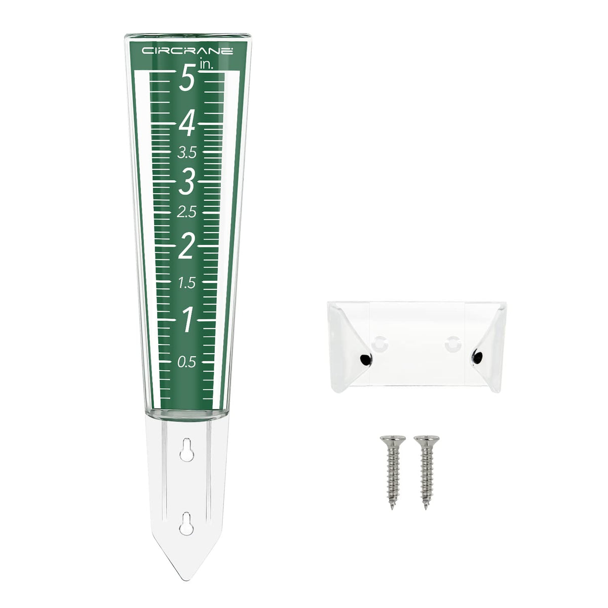 Circrane 5-Inch rain gauge front view offers clear readout for quick rainfall measurement.