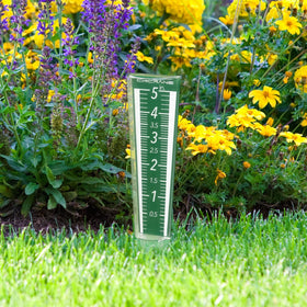 Circrane rain gauge side view shows durable, weather-resistant design for outdoor use.