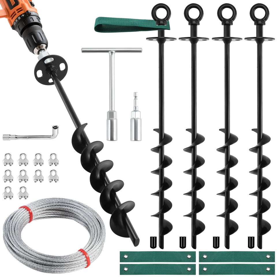Ciyivak 18-inch ground anchors kit for secure outdoor structures in high winds.