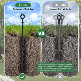 Ciyivak weather-resistant spiral anchors perform in sand, clay, or gravel.