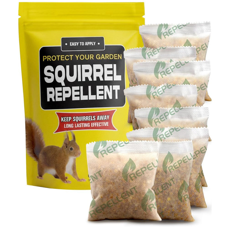 CJEIWYA Squirrel Repellent Outdoor packaging shows natural ingredients for safe home use