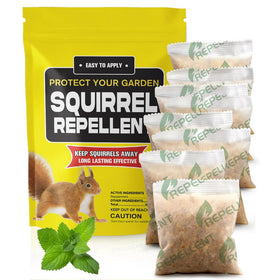 CJEIWYA Squirrel Repellent Pouch eight pack on shelf keeps feeders protected.