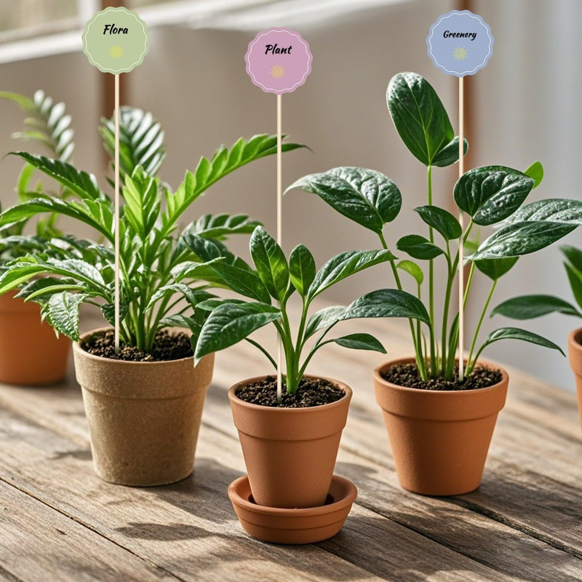 CJFocus compact garden stake set fits small pots