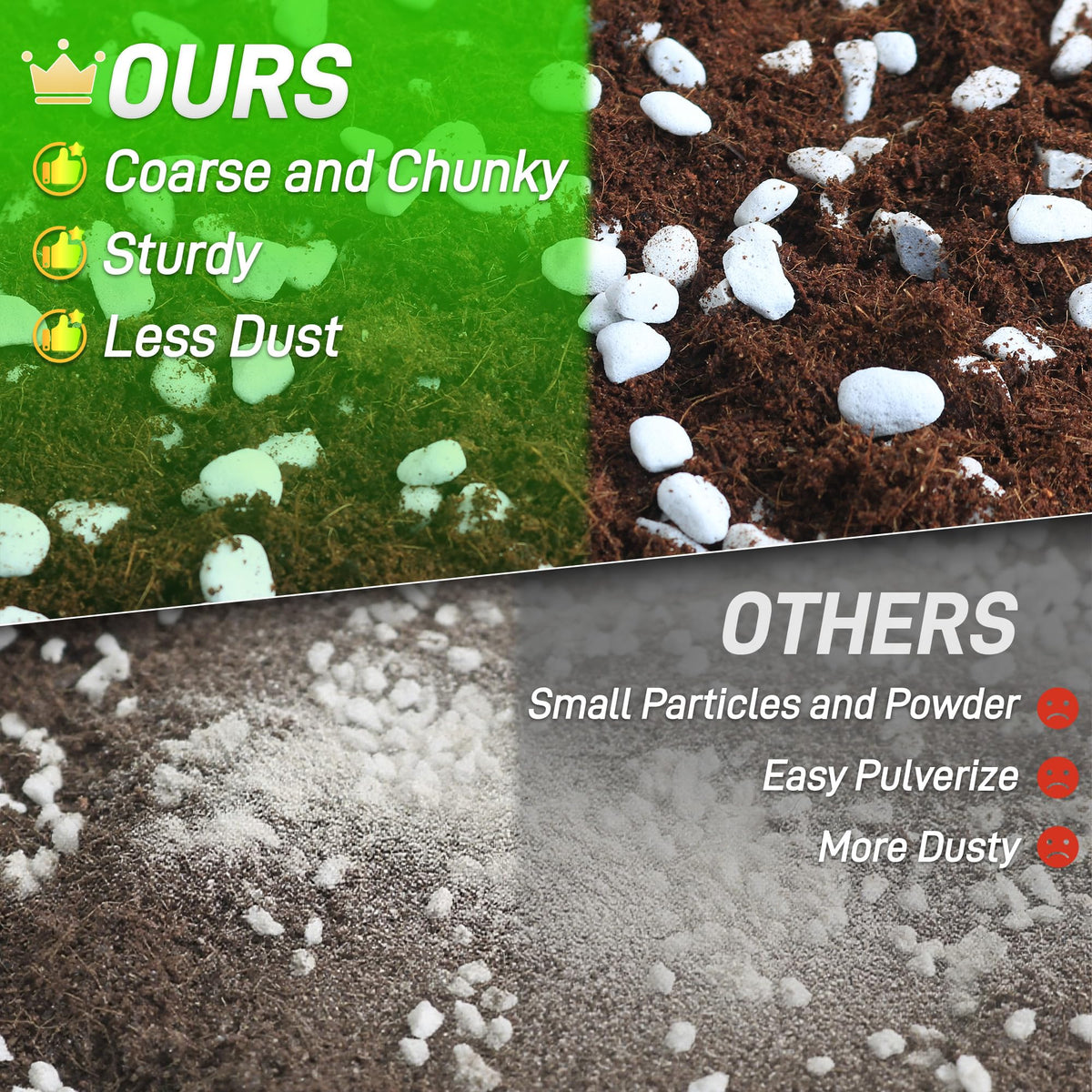CJGQ one-fourth-inch perlite particle size supports drainage and aeration.