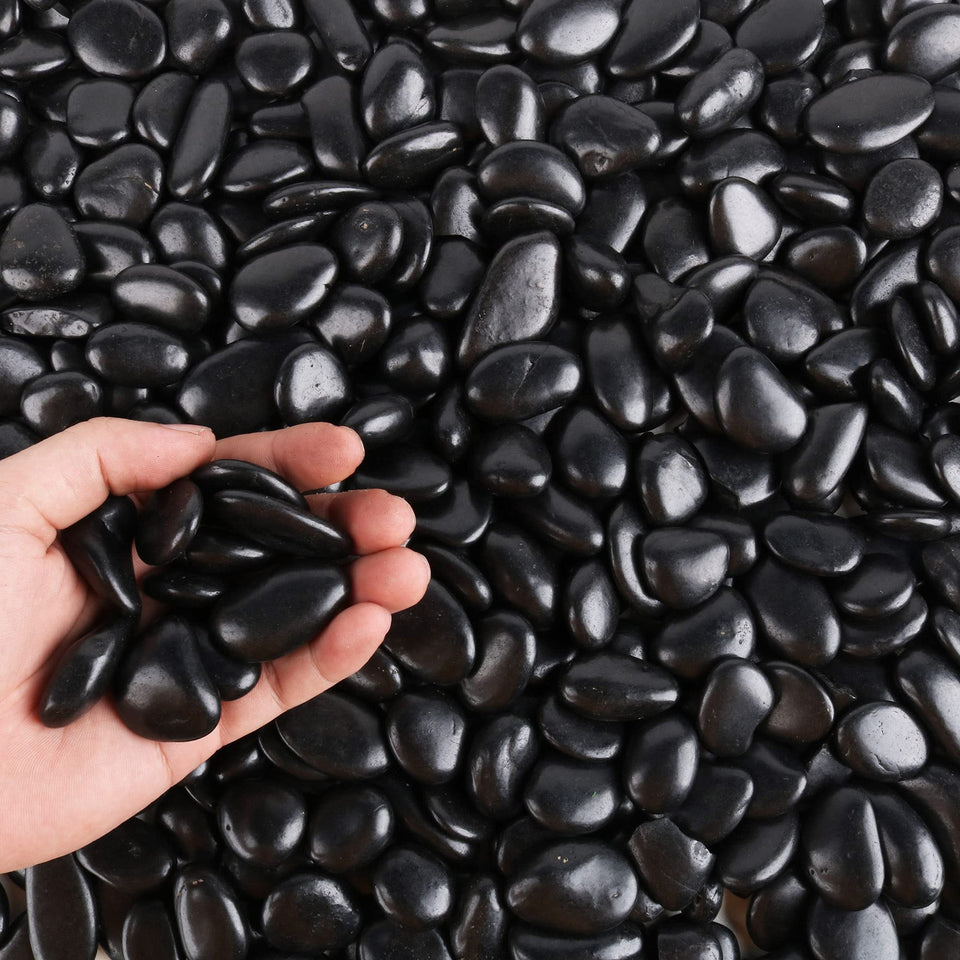CJGQ black pebbles for plants in a bulk bag add natural texture and long-lasting color.