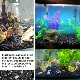 CJGQ Black Pebbles versatile 0.5-1 inch stones for terrariums and aquariums.