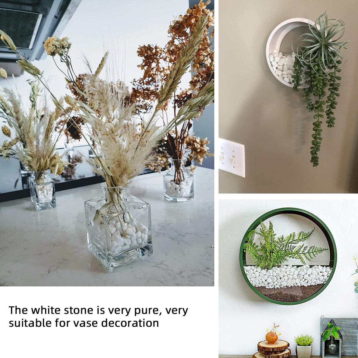 CJGQ white stones filling a vase for simple, elegant decor
