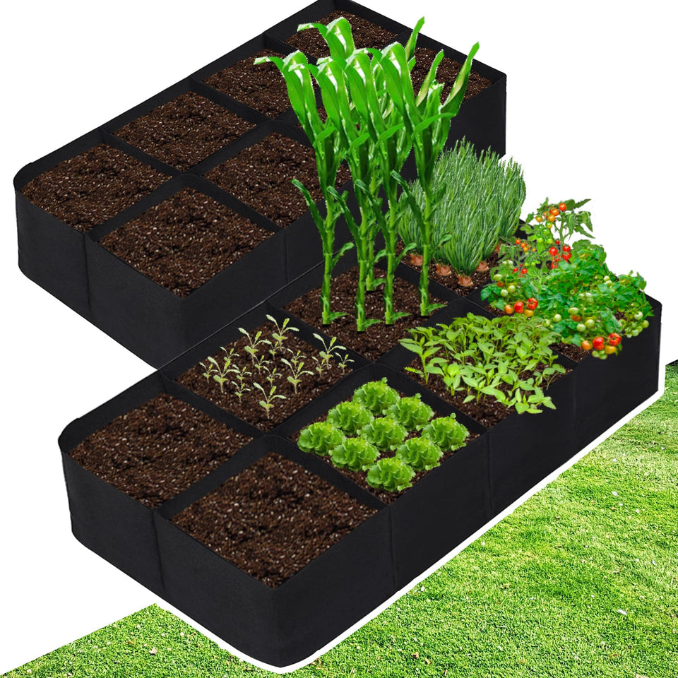 CJGQ fabric raised garden bed with 8-grid layout for efficient vegetable growing