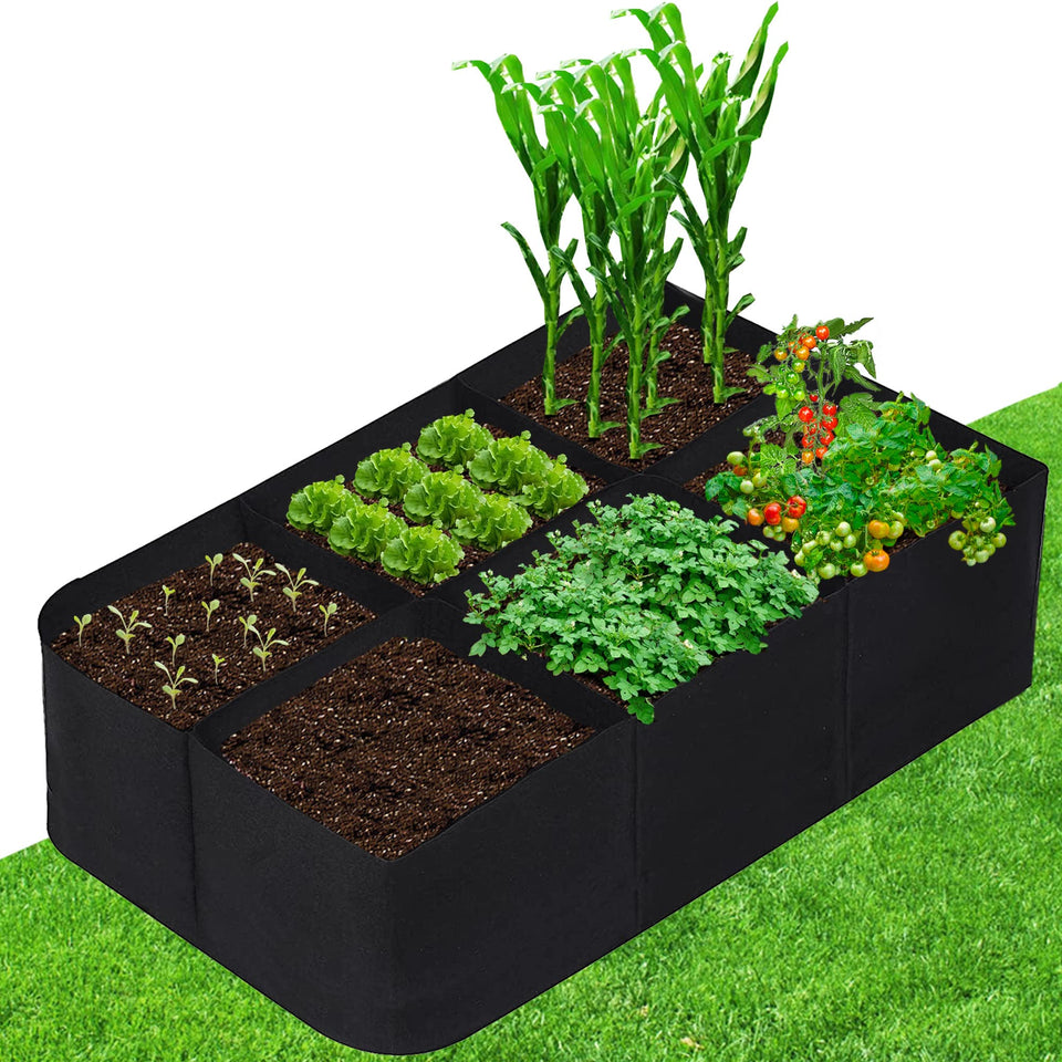 CJGQ fabric raised garden bed 4x2x1ft ready for herbs and vegetables.