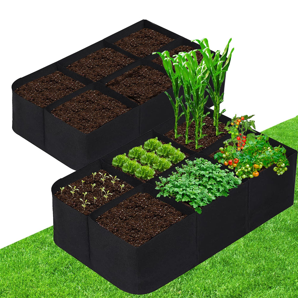 CJGQ fabric raised garden bed assembled for herbs and vegetables.