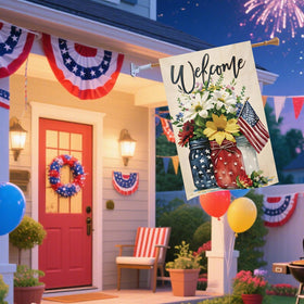 CJYGEGE backyard patriotism flag with vibrant colors in outdoor space
