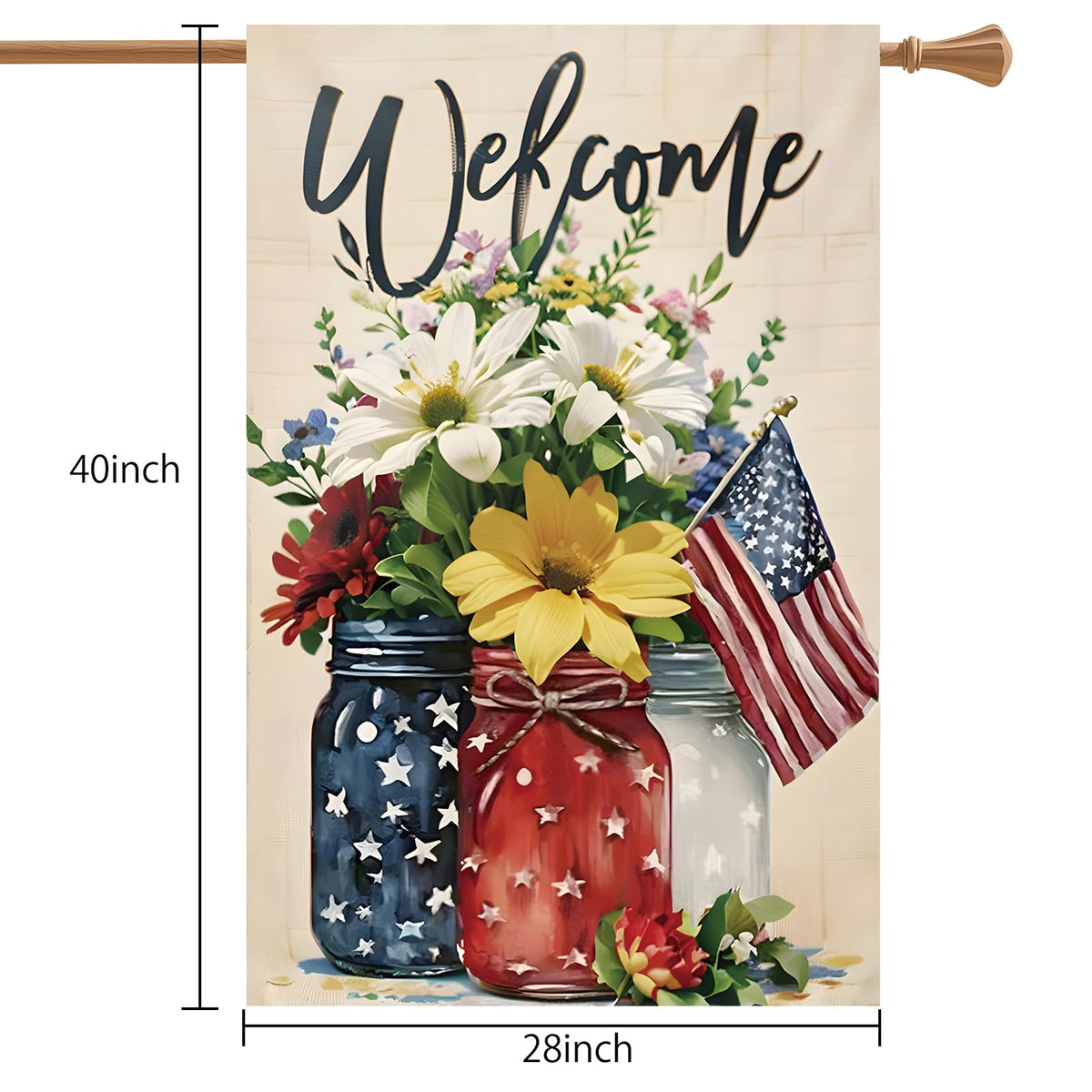 CJYGEGE patriotic burlap flag texture highlighting rugged, durable print