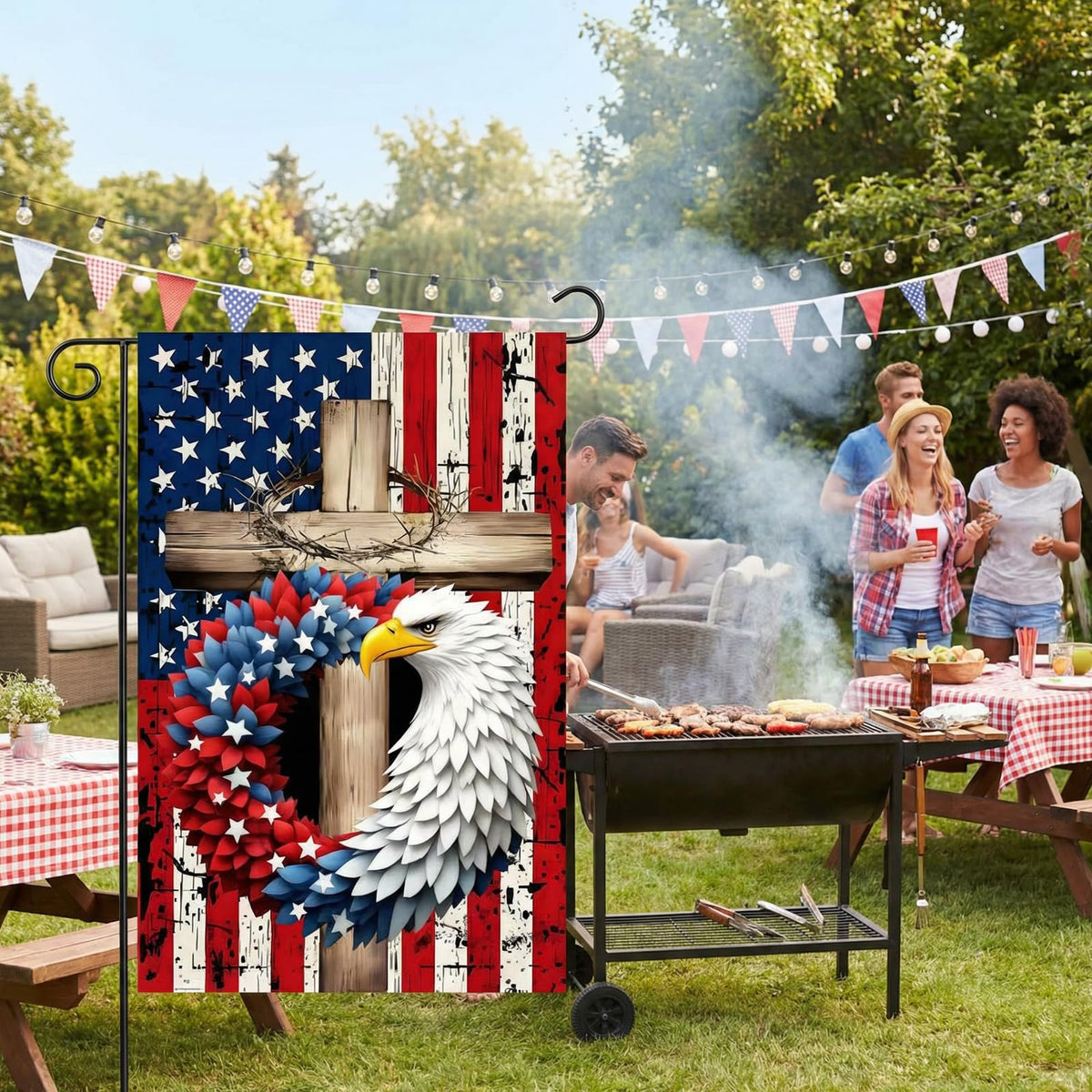 CJYGEGE 12x18 garden flag ready for patriotic outdoor display