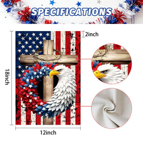 CJYGEGE eagle wreath flag back view showing double-sided art for outdoor display