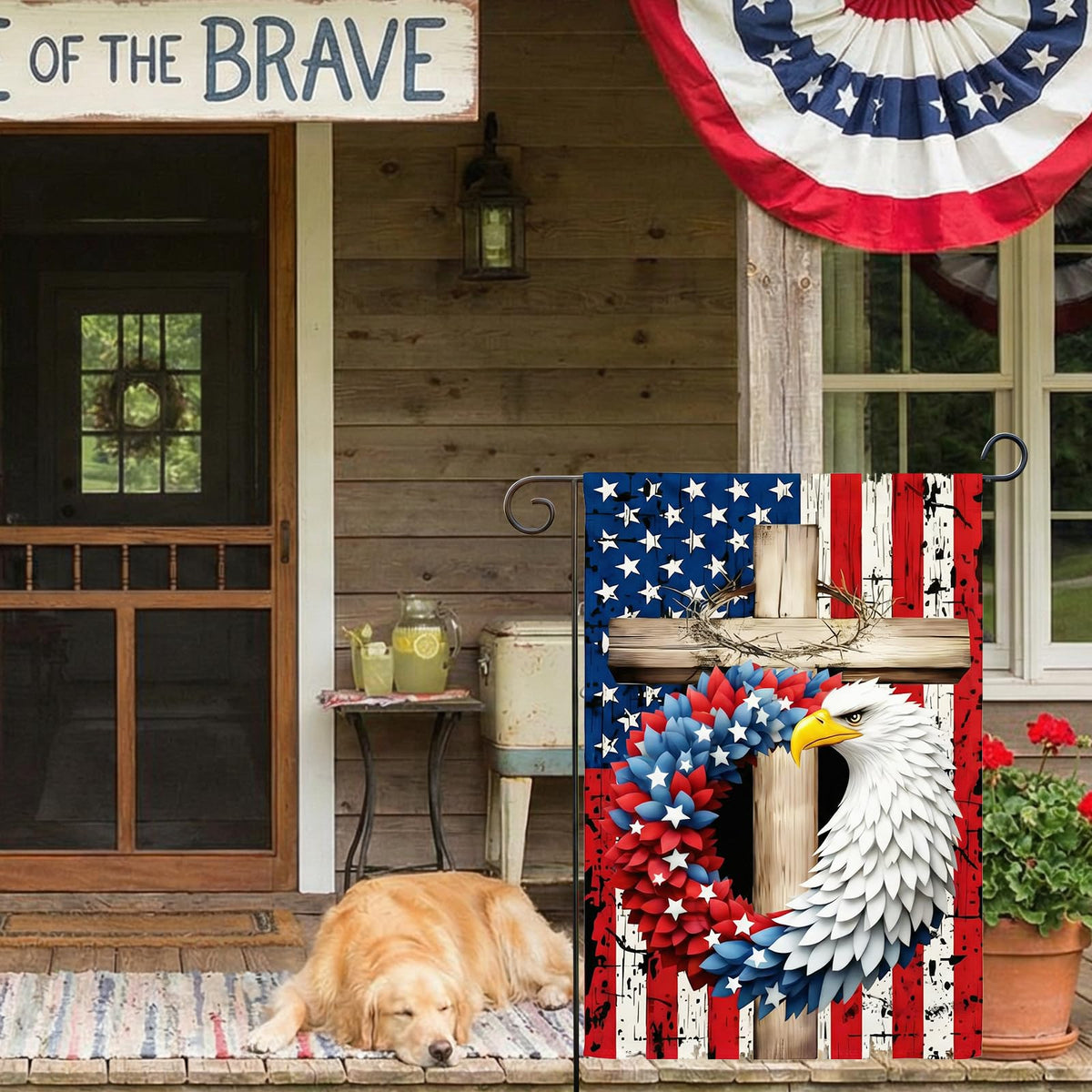CJYGEGE natural burlap material highlighting rustic Americana charm outdoors