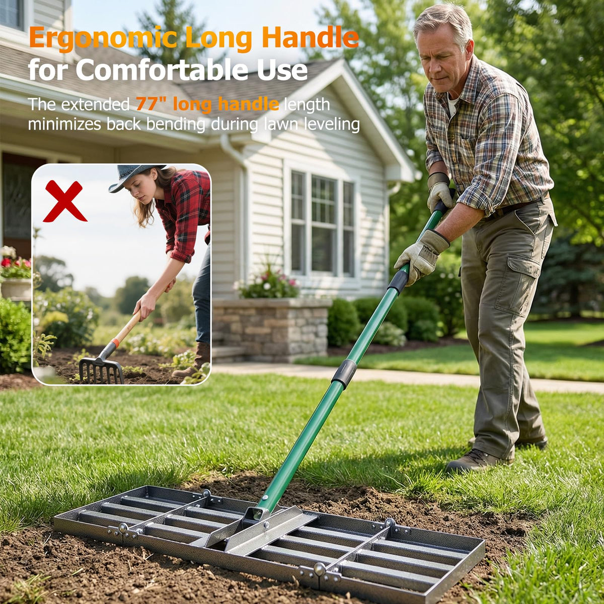CJYMMFAN adjustable handle 33–77 inches for ergonomic use
