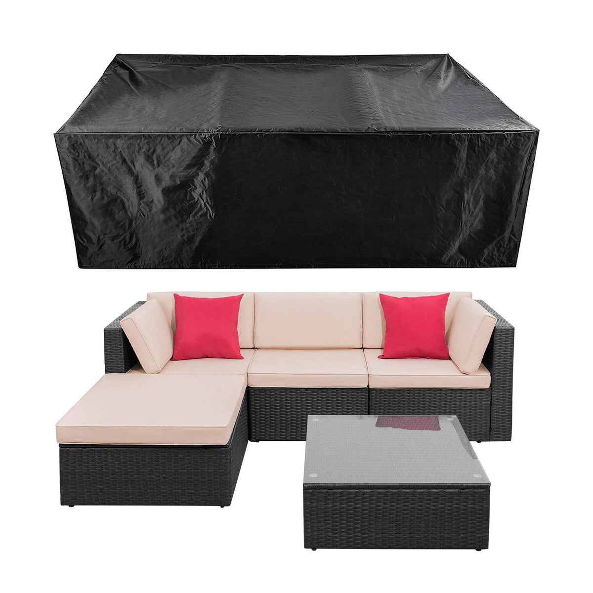 CKCLUU patio conversation set cover main shot highlights universal fit and protection.