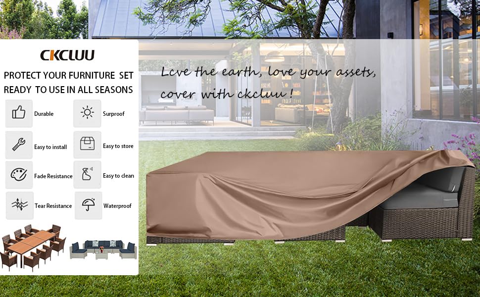 CKCLUU cover in use on patio showing secure fit and easy deployment
