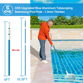 Blue aluminum pole with lifting ring enables easy storage.