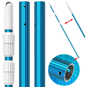 CKE upgraded 15ft blue aluminum pool pole for extended reach and durable performance.