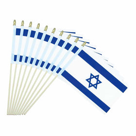 Ckexin 25-pack Israel flag on stick, durable 5x8 inch flag for events.