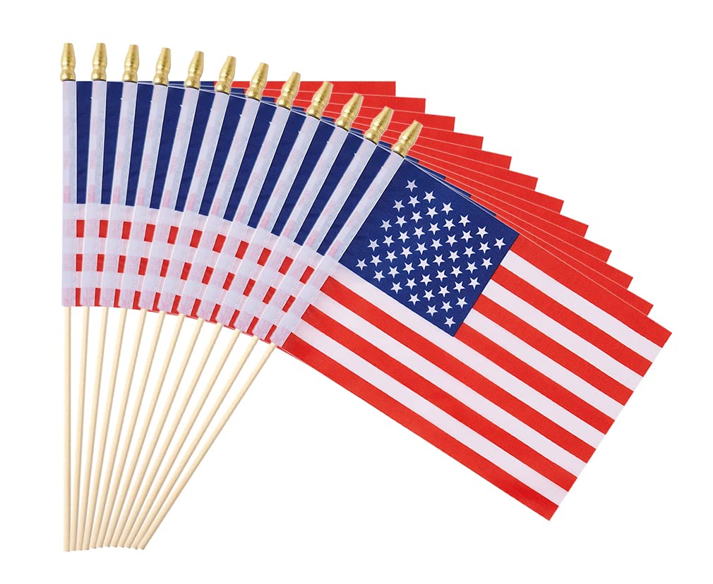 Ckexin 25-pack small American flags on sticks for easy July 4th celebrations