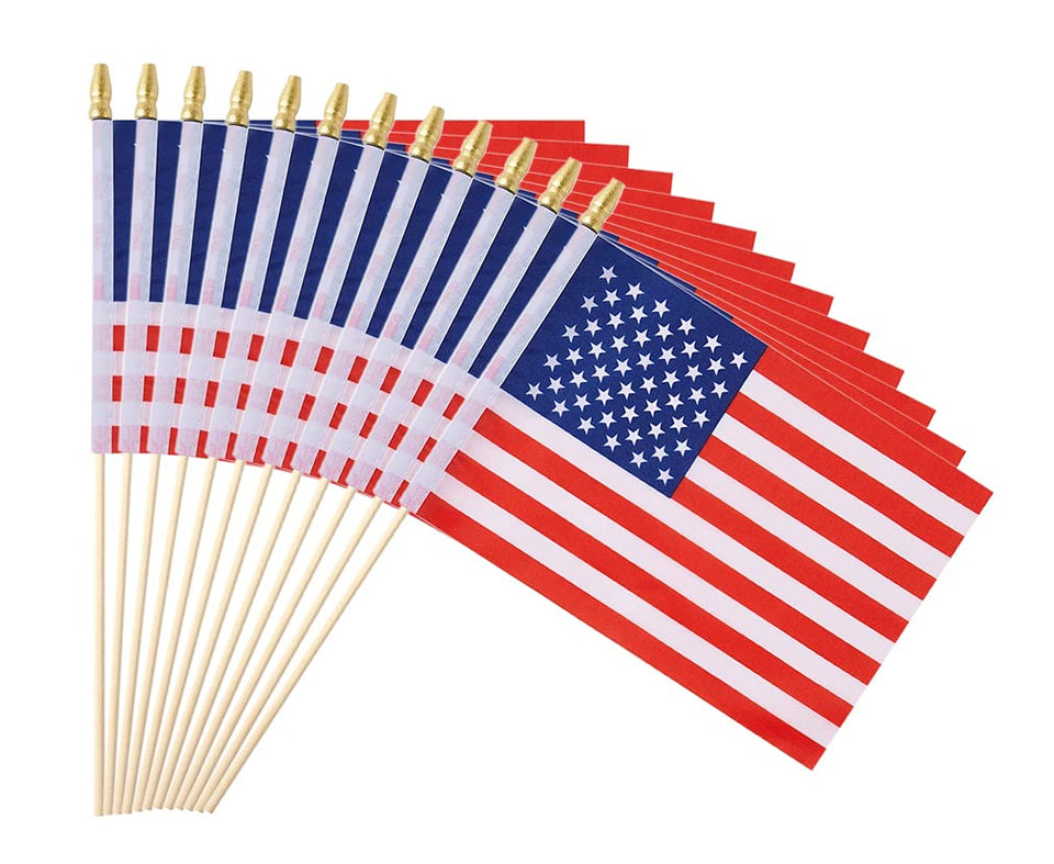 Ckexin 25-pack small American flags on sticks for easy July 4th celebrations